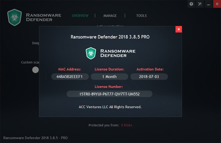 Ransomware-Defender license account